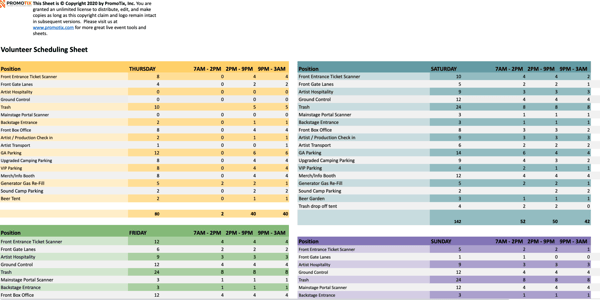 Free music festival volunteer scheduling sheet free-music-festival-volunteer-scheduling-sheet